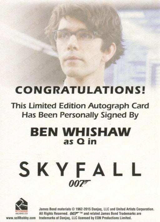 James Bond Classics 2016 Ben Whishaw Autograph Card   - TvMovieCards.com