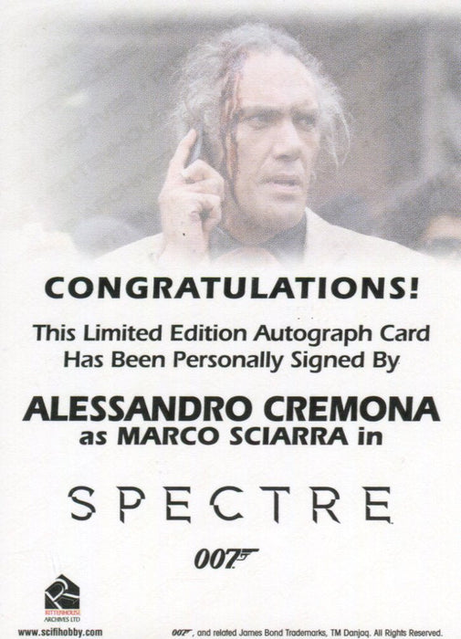 James Bond Archives Final Edition 2017 Alessandro Cremona Autograph Card   - TvMovieCards.com