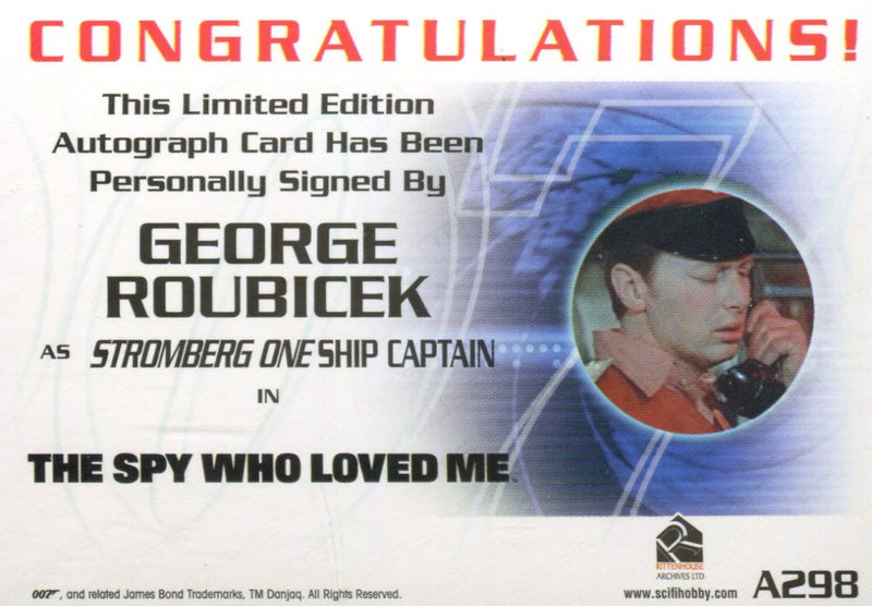 James Bond Archives Spectre George Roubicek Autograph Card A298   - TvMovieCards.com