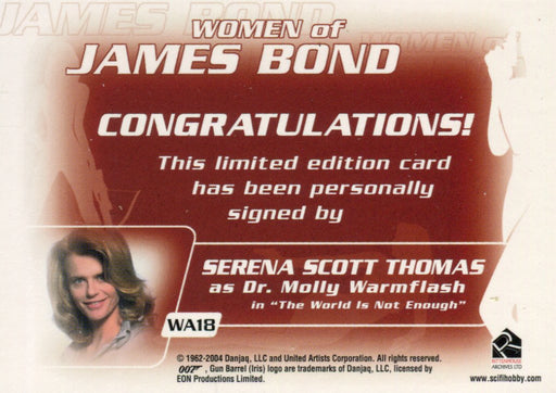 James Bond The Quotable James Bond Serena Scott Thomas Autograph Card WA18   - TvMovieCards.com