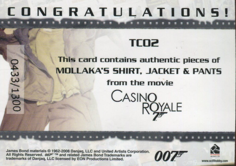 James Bond in Motion 2008 Mollaka Triple Costume Card TC02 #0433/1300   - TvMovieCards.com