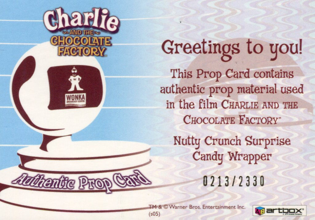 Charlie & Chocolate Factory Golden Ticket Candy Wrapper Prop Card #0213/2330   - TvMovieCards.com