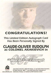 James Bond Archives Final Edition 2017 Claude Oliver Rudolph Autograph Card   - TvMovieCards.com