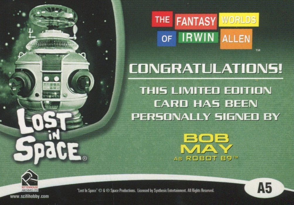 Fantasy Worlds of Irwin Allen Lost in Space Bob May Autograph Card A5   - TvMovieCards.com