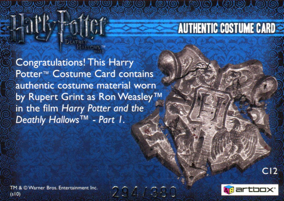 Harry Potter Deathly Hallows 1 Ron Weasley Costume Card HP C12 #294/380   - TvMovieCards.com