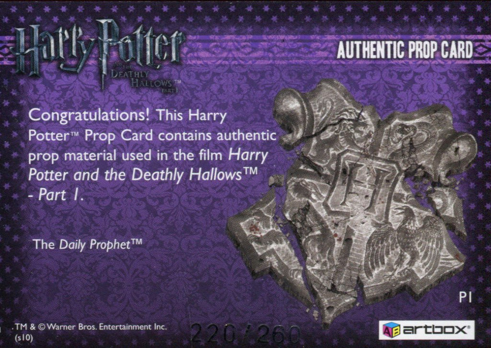 Harry Potter Deathly Hallows 1 The Daily Prophet Prop Card HP P1 #220/260   - TvMovieCards.com