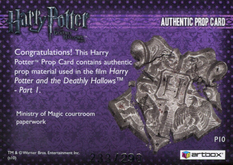 Harry Potter Deathly Hallows 1 Court Room Paperwork Prop Card HP P10 #233/290   - TvMovieCards.com