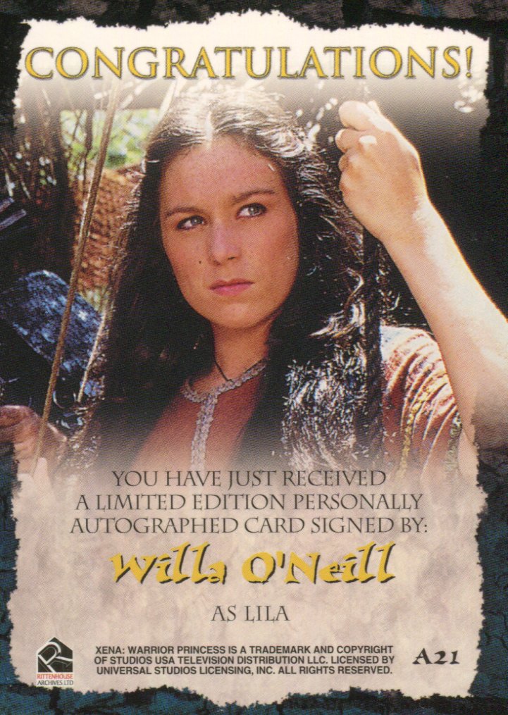 Xena Season Six Willa O'Neill as Lila Autograph Card A21   - TvMovieCards.com