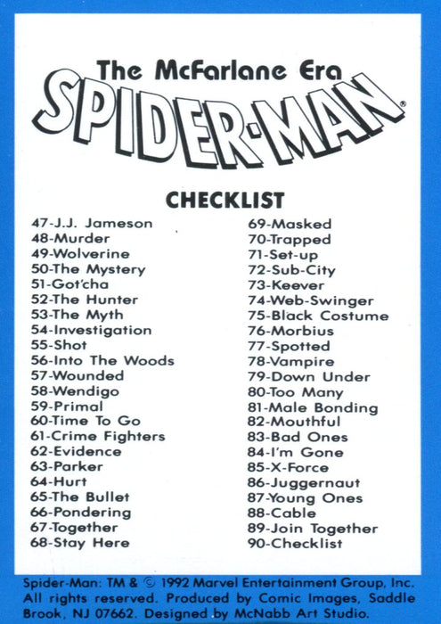 Spider-Man I The McFarlane Era Vintage Card Set 90 Cards Comic Images 1992   - TvMovieCards.com