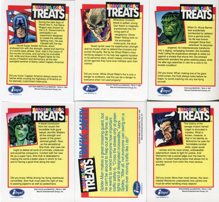 Marvel Superheroes Trading Card Treats Card Set 6 Cards Impel 1991   - TvMovieCards.com