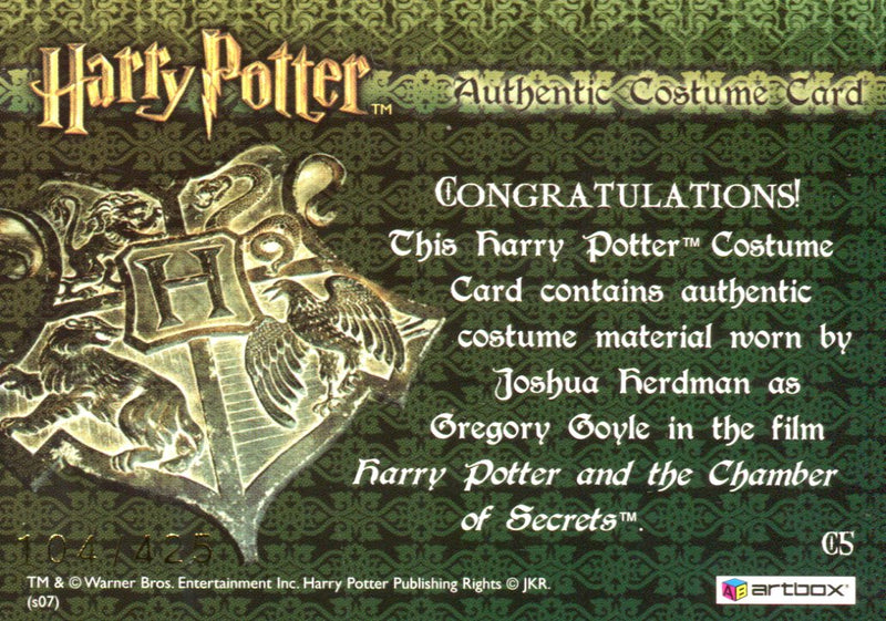The World of Harry Potter 3D Gregory Goyle Costume Card HP C5 #104/425   - TvMovieCards.com