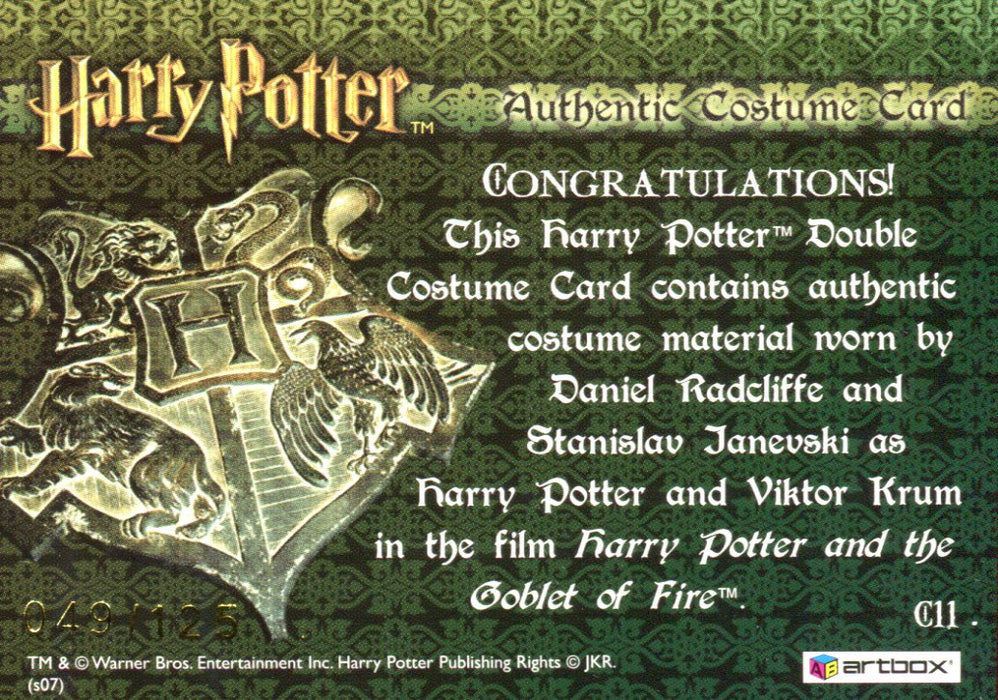 The World of Harry Potter 3D Harry Viktor Double Costume Card HP C11 #049/125   - TvMovieCards.com