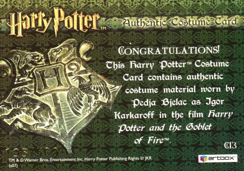 The World of Harry Potter 3D Igor Karkaroff Costume Card HP C13 #195/500   - TvMovieCards.com