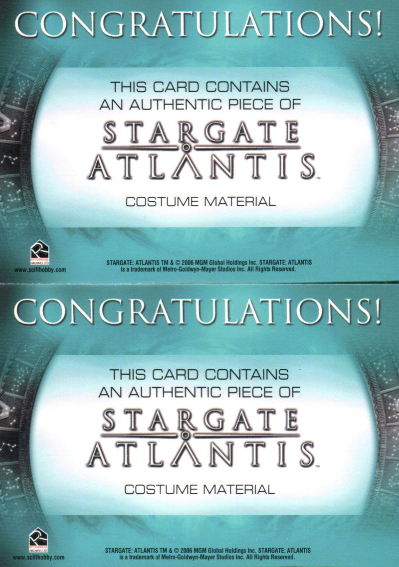 Stargate Atlantis Season Two Dr. Rodney McKay Variant Costume Card Lot 2 Cards   - TvMovieCards.com