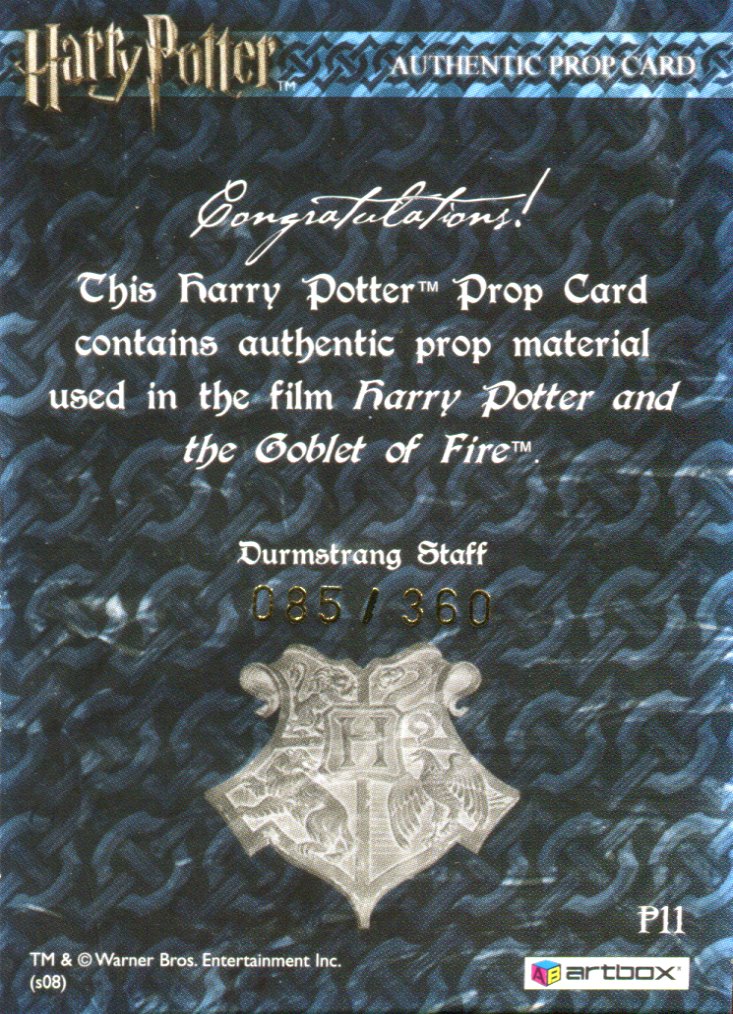 The World of Harry Potter 3D 2 Durmstrang Staff Prop Card HP P11 #085/360   - TvMovieCards.com