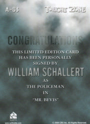 Twilight Zone 4 Science and Superstition William Schallert Autograph Card A-83   - TvMovieCards.com