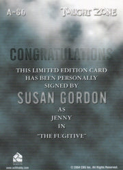 Twilight Zone 4 Science and Superstition Susan Gordon Autograph Card A-86   - TvMovieCards.com