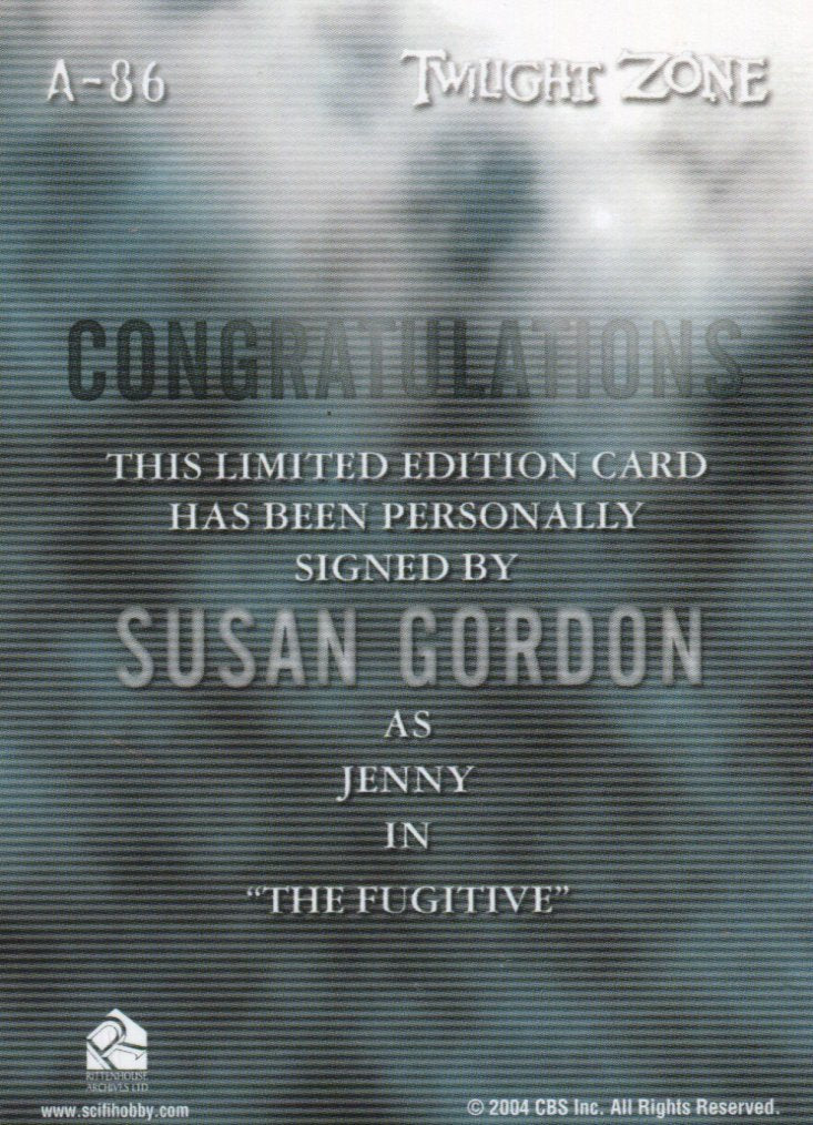 Twilight Zone 4 Science and Superstition Susan Gordon Autograph Card A-86   - TvMovieCards.com