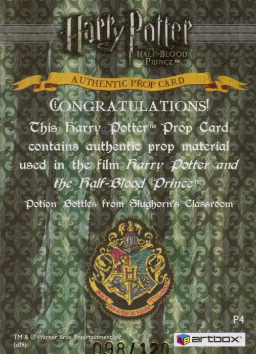 Harry Potter Half Blood Prince Update Potion Bottles Prop Card HP P4 #098/120   - TvMovieCards.com