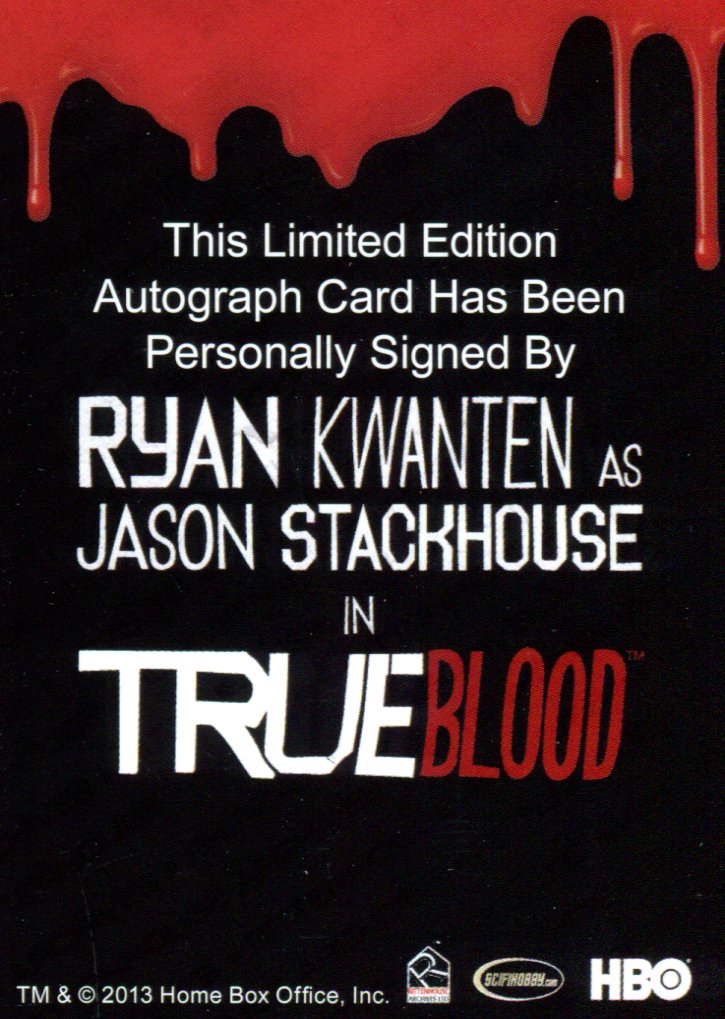 True Blood Season 6 Ryan Kwanten as Jason Stackhouse Autograph Card - TvMovieCards.com
