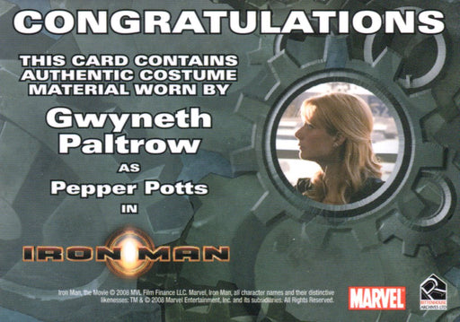 2008 Iron Man Movie Gwyneth Paltrow as Pepper Potts (Bustier) Costume Card   - TvMovieCards.com