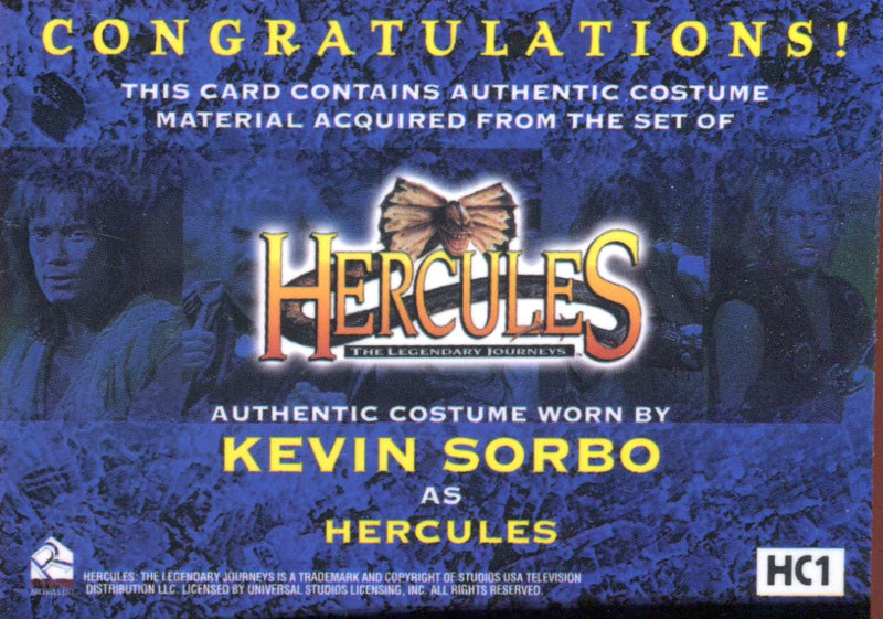 Hercules The Complete Journeys Kevin Sorbo as Hercules Costume Card HC1 - TvMovieCards.com