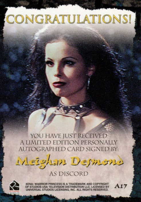 Xena Season Six Meighan Desmond as Discord Autograph Card A17   - TvMovieCards.com