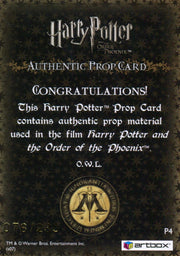 Harry Potter Order of Phoenix O.W.L. Prop Card HP P4 #076/235   - TvMovieCards.com