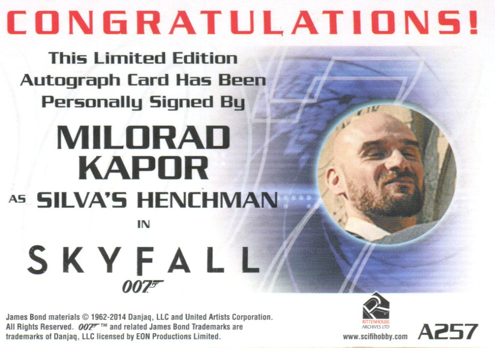 James Bond Archives 2014 Edition Milorad Kapor Autograph Card A257   - TvMovieCards.com