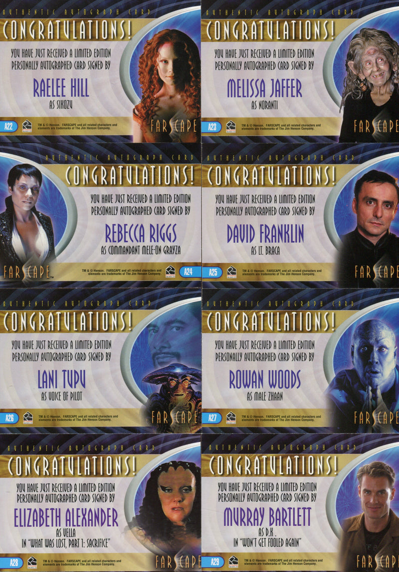 Farscape Season 4 Autograph Card Set 13 Cards A22 - A34   - TvMovieCards.com