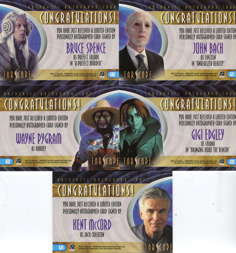 Farscape Season 4 Autograph Card Set 13 Cards A22 - A34   - TvMovieCards.com
