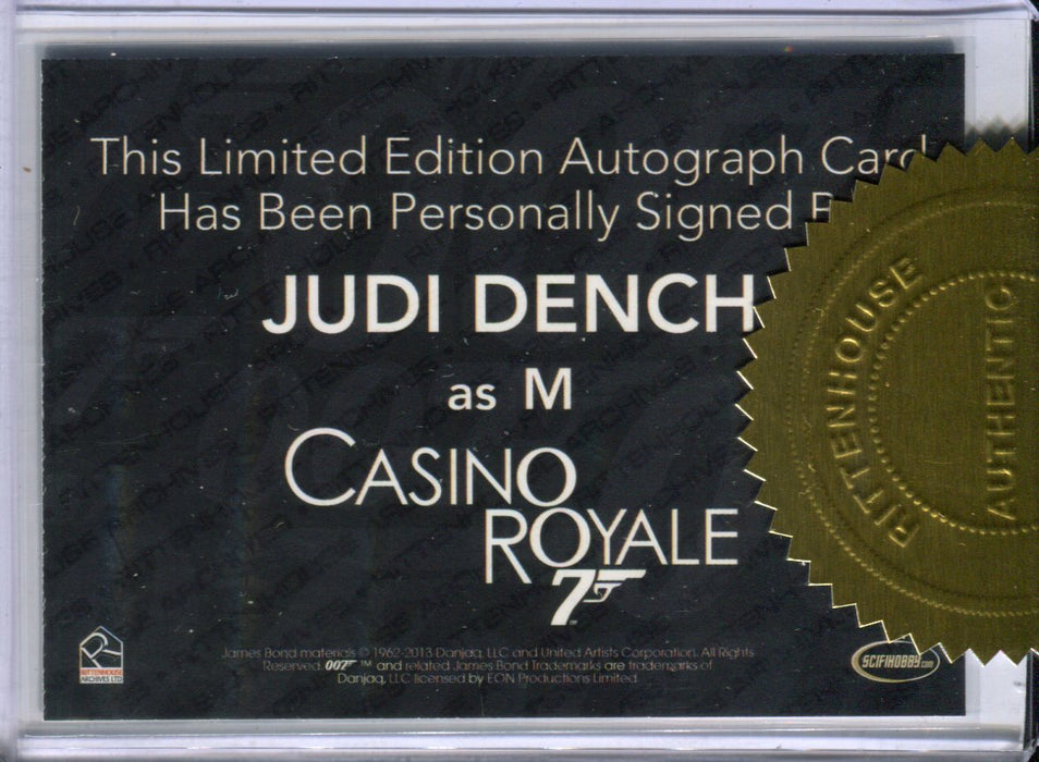 James Bond Classics 2016 Judi Dench as M 6-Case Incentive Silver Autograph Card   - TvMovieCards.com
