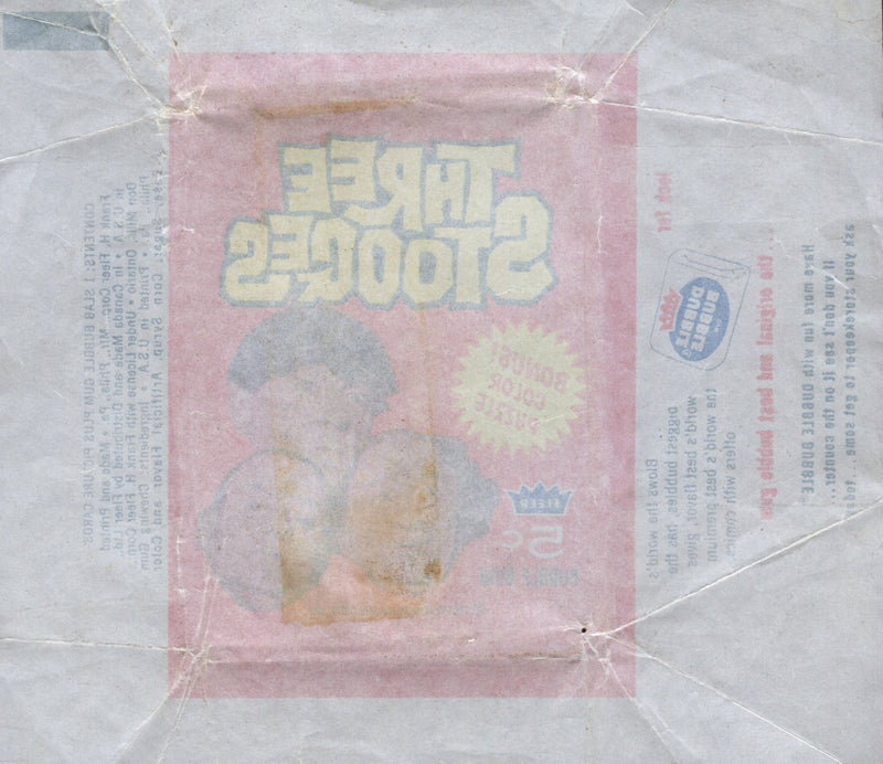 Three Stooges 1965 Fleer Vintage 5 Cent Bubble Gum Trading Card Wrapper   - TvMovieCards.com