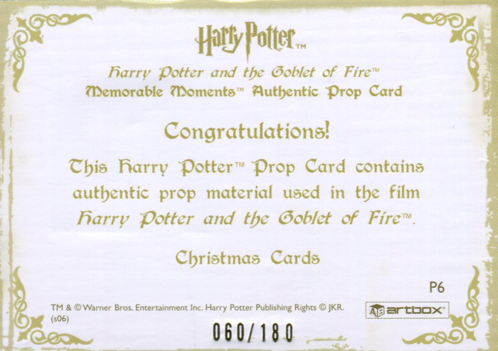 Harry Potter Memorable Moments Christmas Cards Prop Card HP P6 #060/180   - TvMovieCards.com