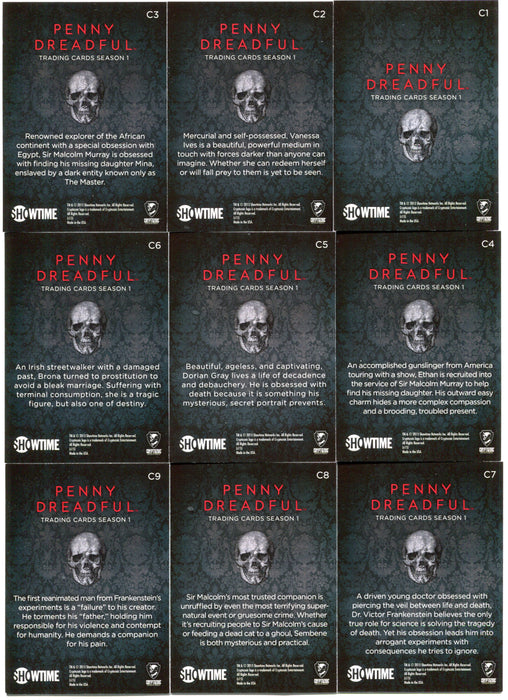 2015 Penny Dreadful Season One Character Bios Chase Trading Card Set C1-C9   - TvMovieCards.com