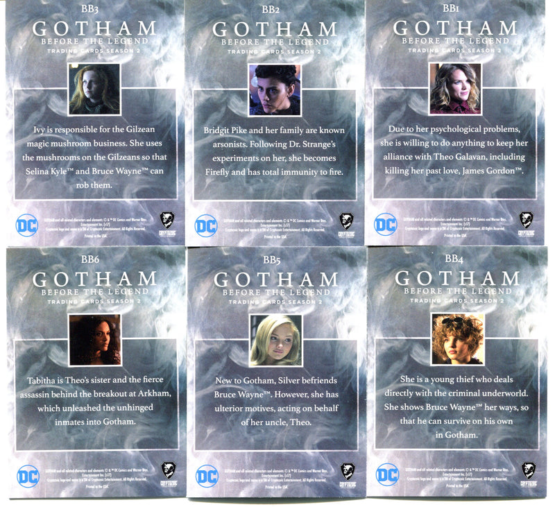 2017 Gotham Season 2 Bad and Beautiful Chase Trading Card Set BB1-BB6   - TvMovieCards.com