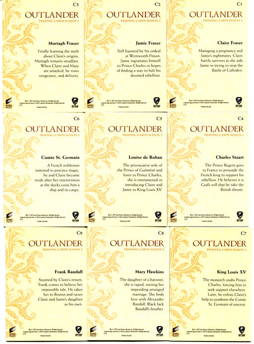 Outlander Season 2 Character Bios Chase Card Set C1-C9 Cryptozoic 2017   - TvMovieCards.com
