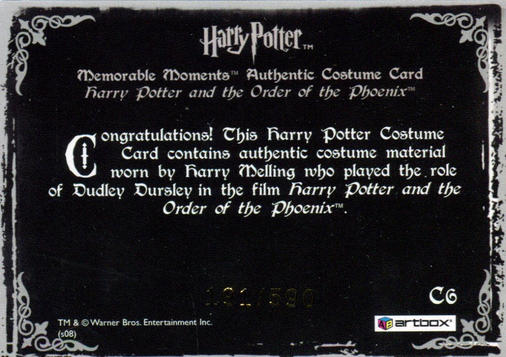 Harry Potter Memorable Moments 2 Dudley Dursley Costume Card HP C6 #191/590   - TvMovieCards.com
