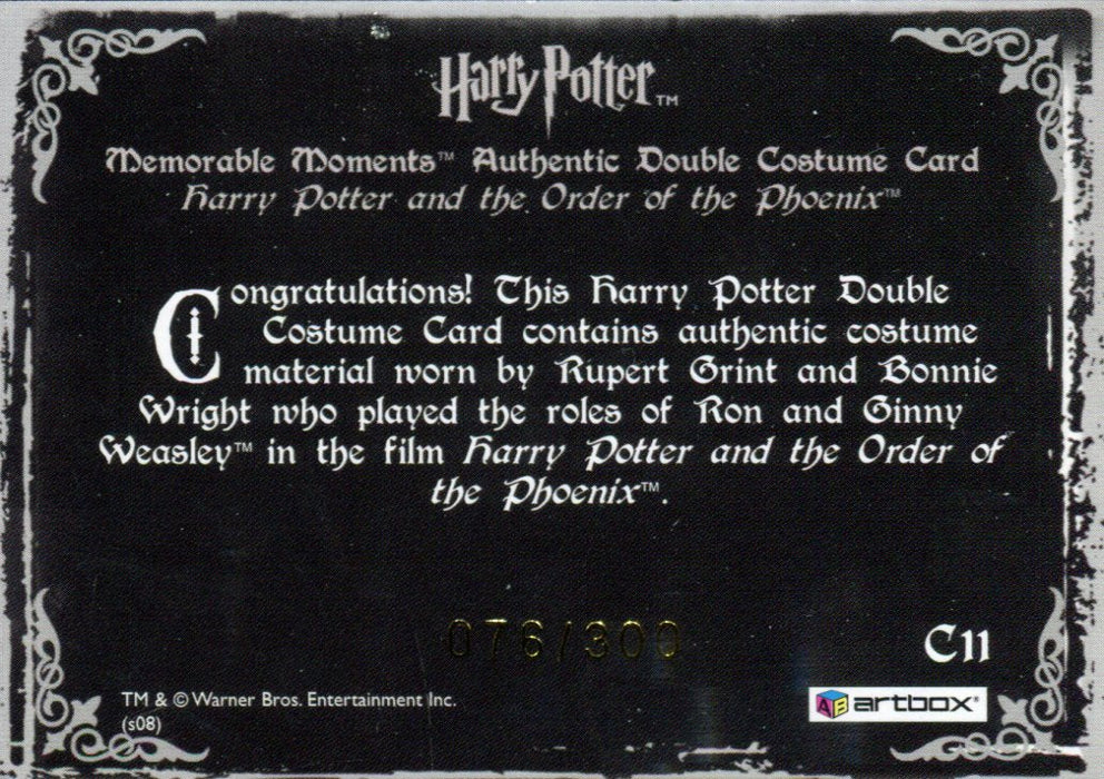 Harry Potter Memorable Moments 2 Ron Ginny Double Costume Card HP C11 #076   - TvMovieCards.com