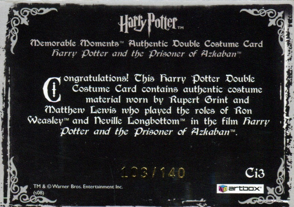Harry Potter Memorable Moments 2 Incentive Double Costume Card HP Ci3 #103/140   - TvMovieCards.com