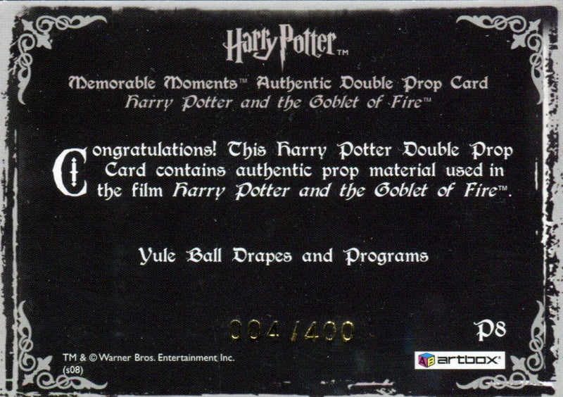 Harry Potter Memorable Moments 2 Yule Ball Double Prop Card HP P8 #004/400   - TvMovieCards.com