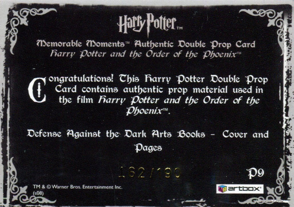 Harry Potter Memorable Moments 2 Book Cover Page Double Prop Card HP P9 #162/190   - TvMovieCards.com