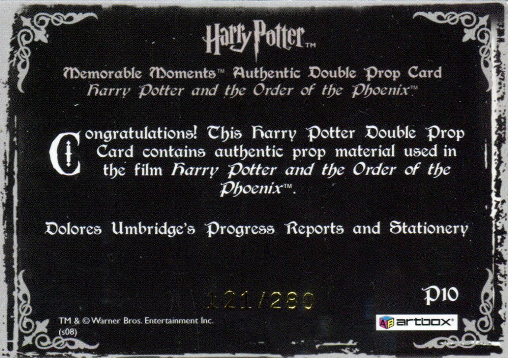 Harry Potter Memorable Moments 2 Double Prop Card HP P10 #121/280   - TvMovieCards.com