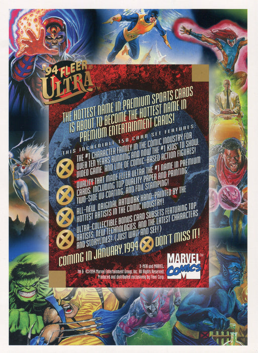 1994 X-men Premiere Uncut 9 Card Promo Sheet Fleer Ultra Trading Cards   - TvMovieCards.com