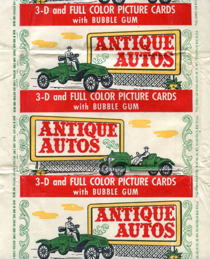 Antique Autos 1953 Bowman Vintage Bubble Gum Trading Card Wrapper   - TvMovieCards.com