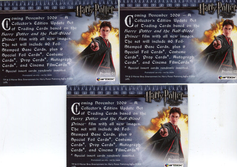 Harry Potter and the Half Blood Prince Update Promo Card Lot 3 Cards   - TvMovieCards.com
