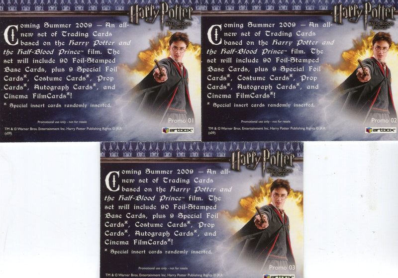 Harry Potter and the Half Blood Prince Promo Card Set 3 Cards P1 - P3   - TvMovieCards.com