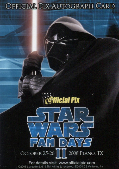 Star Wars Fan Days II Ray Park as Darth Maul Autograph Card Official Pix 2008   - TvMovieCards.com