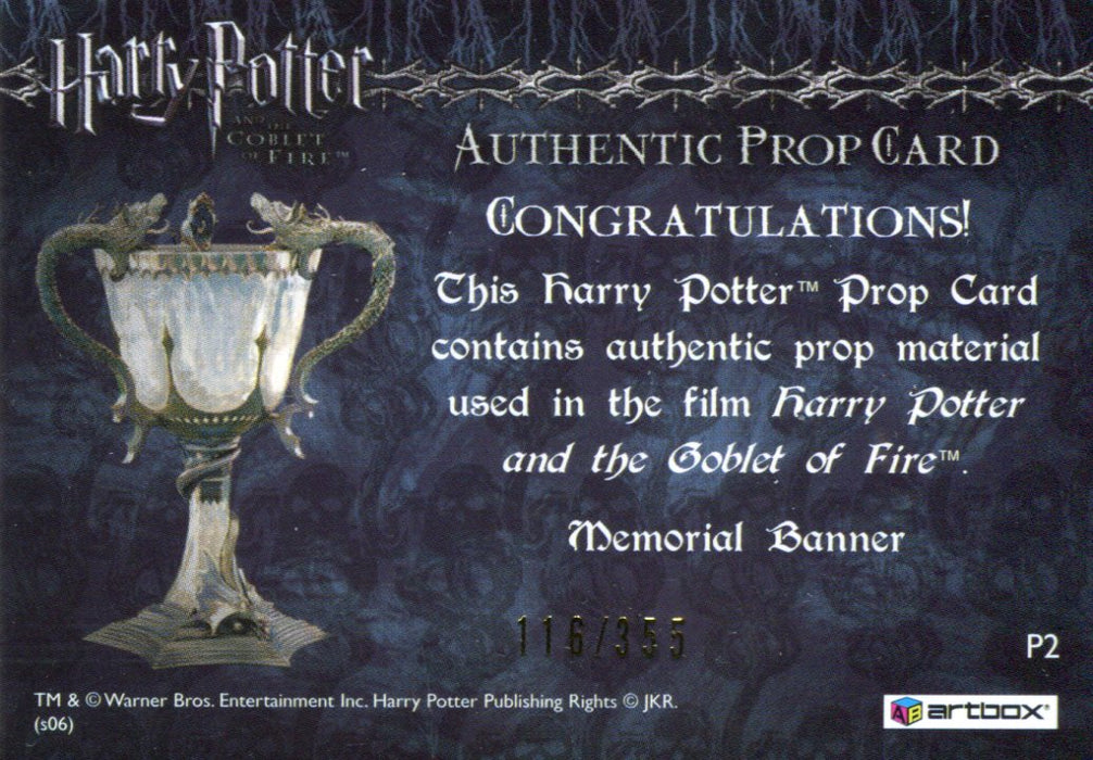 Harry Potter Goblet Fire Update Memorial Banner Prop Card HP P2 #116/355   - TvMovieCards.com