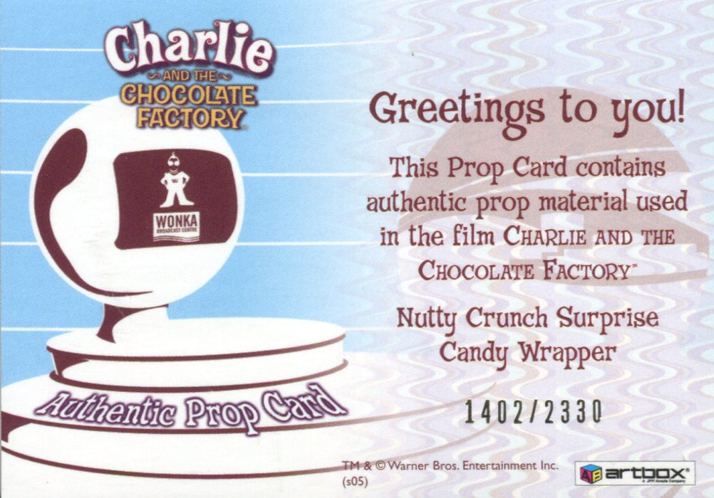 Charlie & Chocolate Factory Golden Ticket Candy Wrapper Prop Card #1402/2330   - TvMovieCards.com